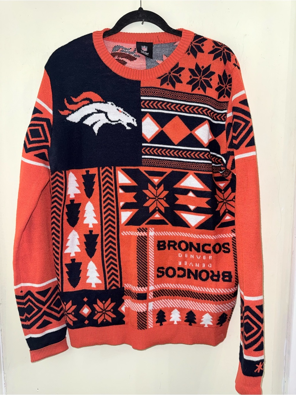 NFL Denver Broncos Holiday Crewneck Ugly Sweater Size M